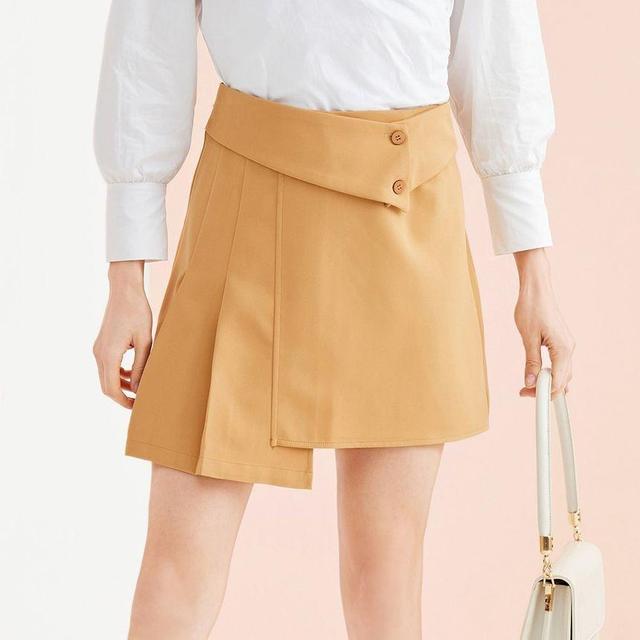 High-Waist Pleated Mini A-Line Skirt Product Image