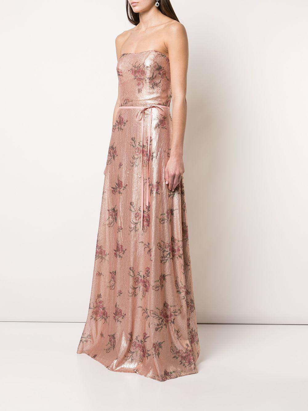 bridesmaid floral-printed sequin gown Product Image