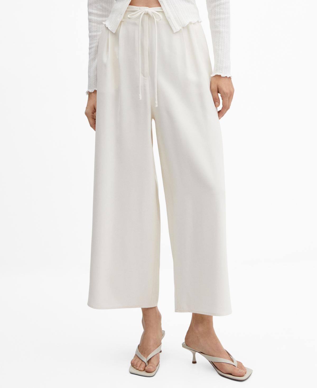 MANGO Tie Belt Wide Leg Pants Product Image