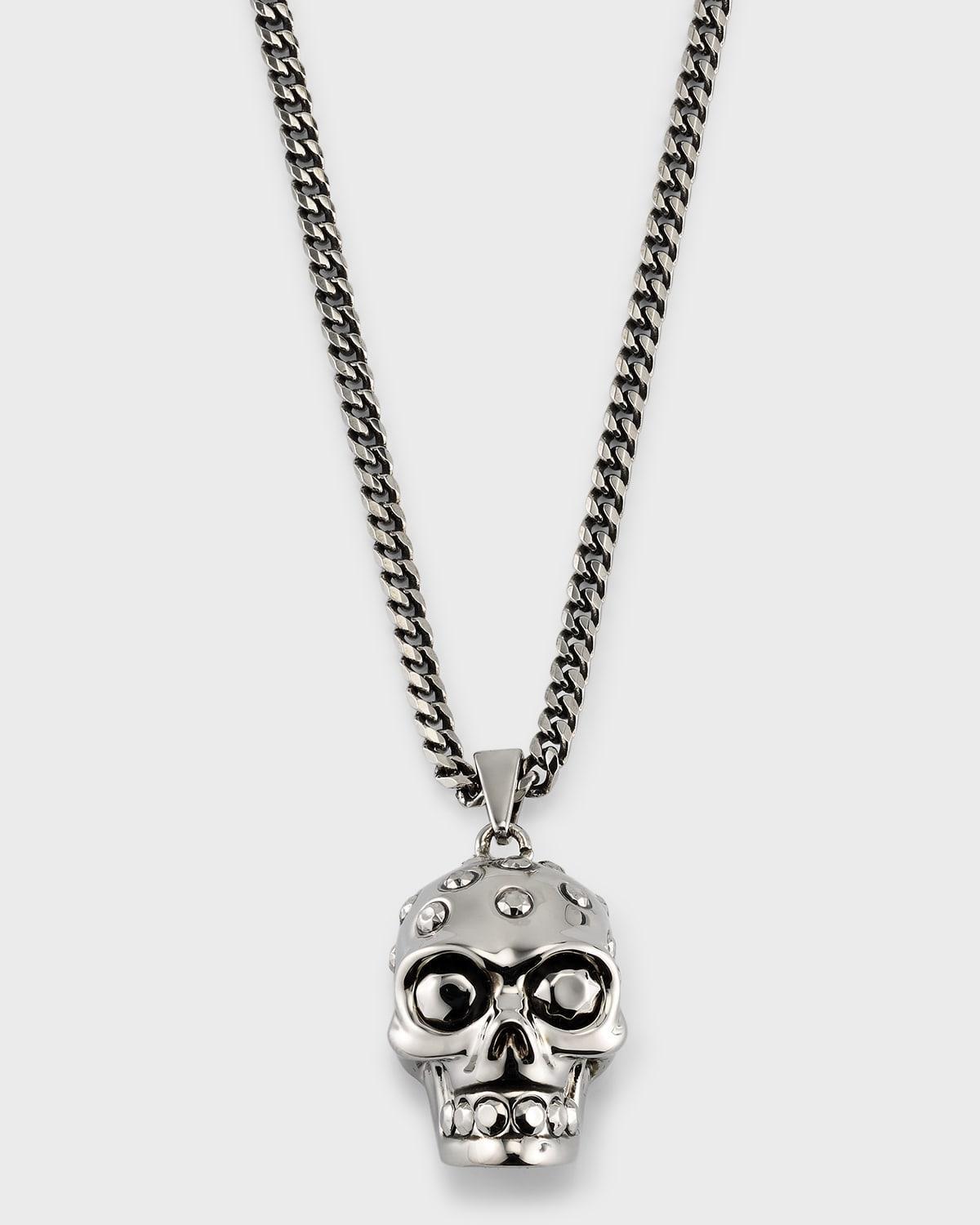 Mens Jeweled Skull Necklace Product Image