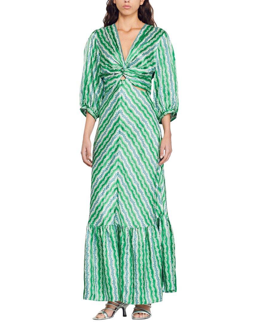 MAJE Sandro Agnetta Maxi Dress In Green Product Image