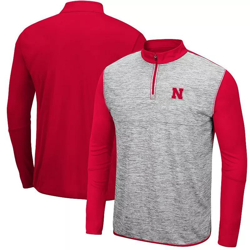 Mens Colosseum Heathered Gray/Scarlet Nebraska Huskers Prospect Quarter-Zip Jacket Product Image