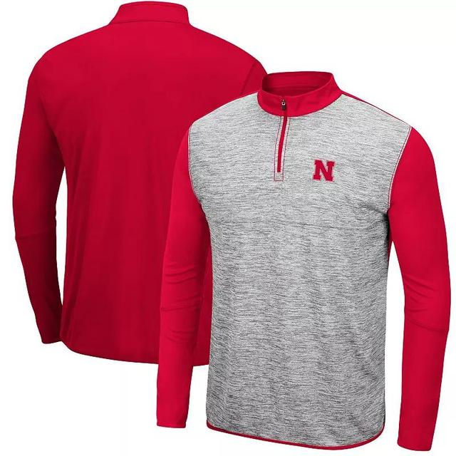 Mens Colosseum Heathered Gray/Scarlet Nebraska Huskers Prospect Quarter-Zip Jacket Product Image