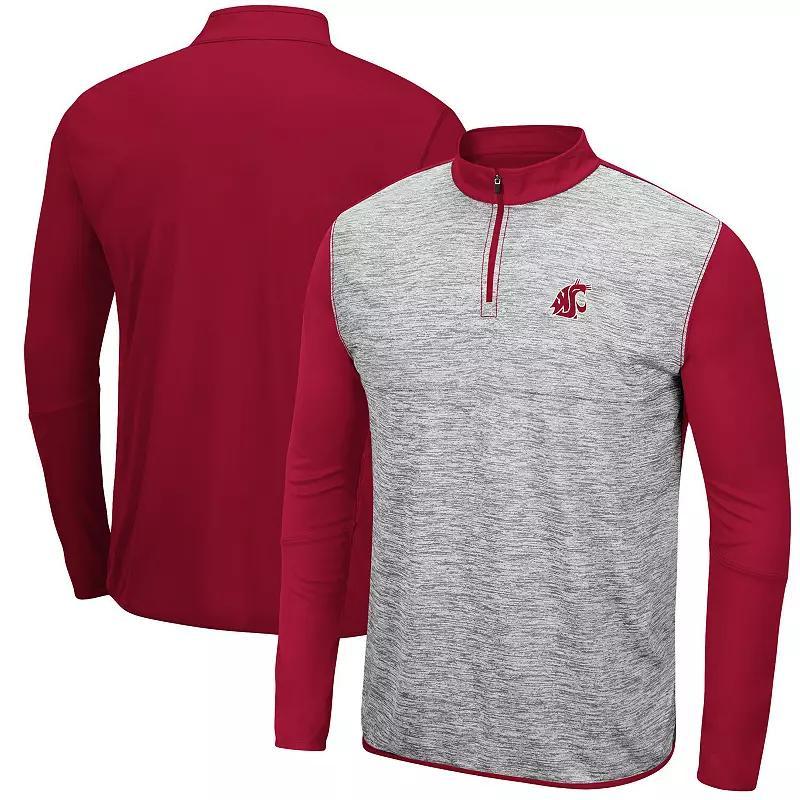 Mens Colosseum Heathered Gray/Crimson Washington State Cougars Prospect Quarter-Zip Jacket Product Image