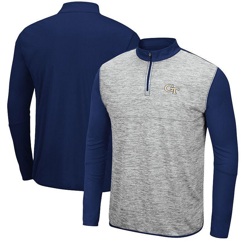 Mens Colosseum Gray/Navy Georgia Tech Yellow Jackets Prospect Space-Dye Quarter-Zip Jacket Product Image