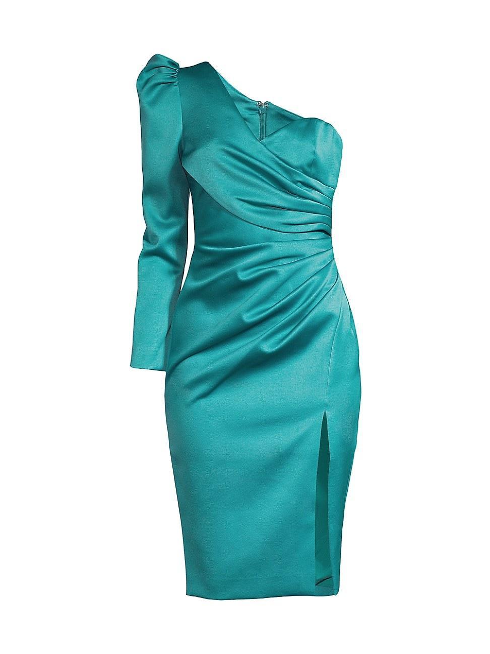 Womens Satin One-Shoulder Sheath Dress Product Image