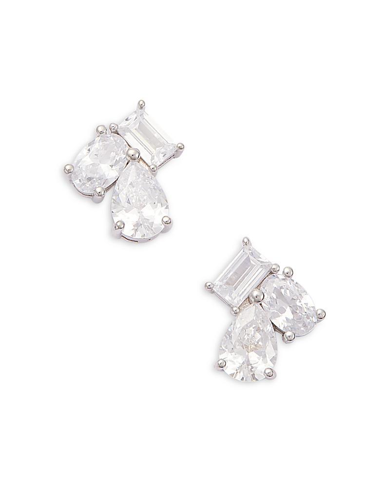 Womens Pierre 18K-White-Gold-Plated & Cubic Zirconia Stud Earrings Product Image