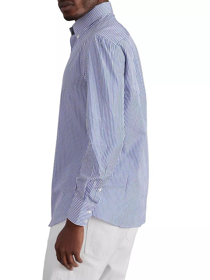 Striped Basic Fit Shirt with Button Down Collar Product Image