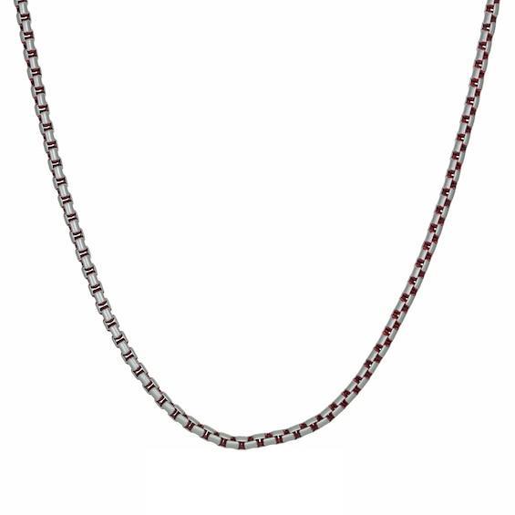 Men's 3.5mm Box Chain Necklace in Solid Stainless Steel and Red Acrylic - 24" Product Image