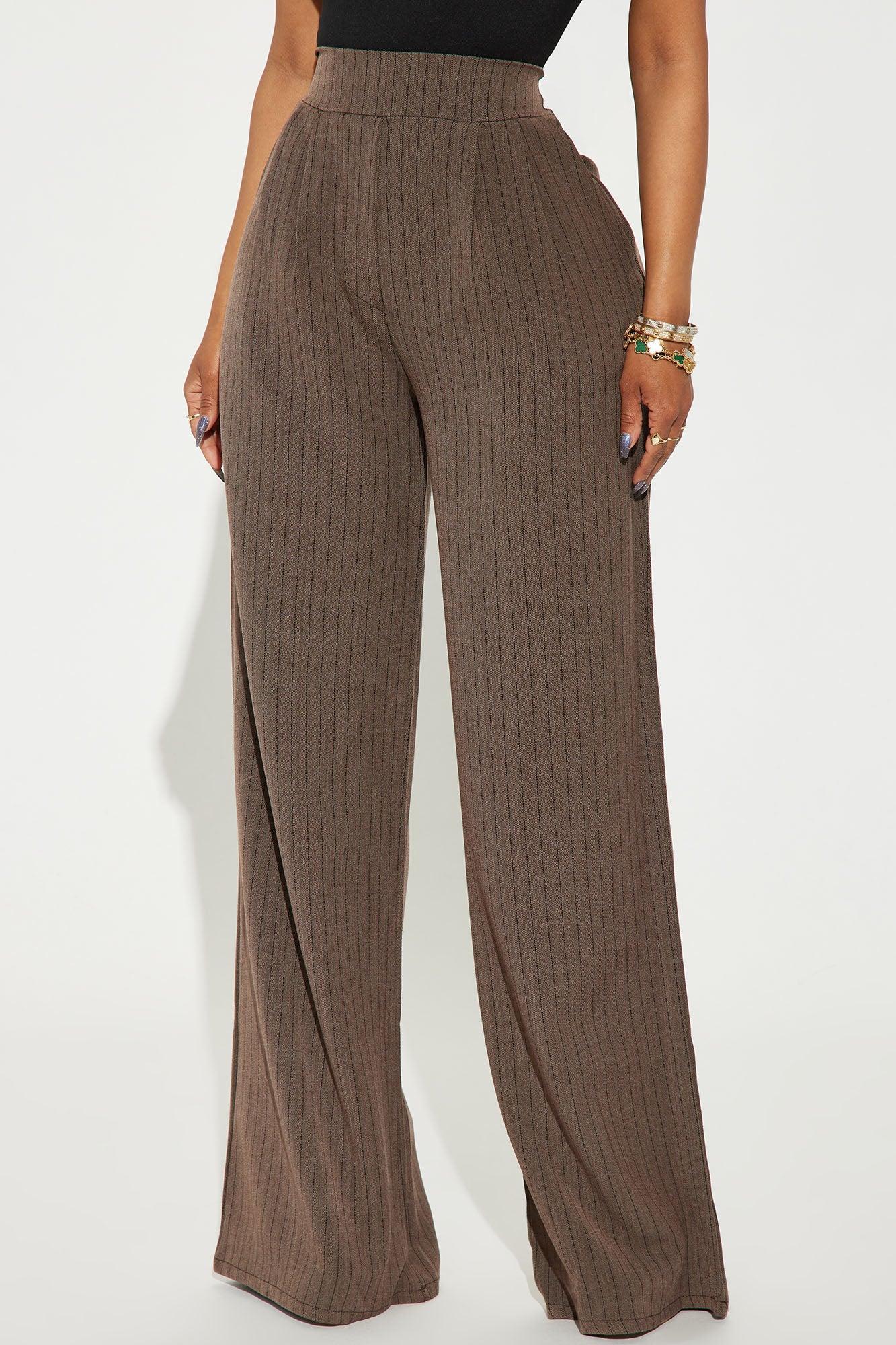 True Feeling Pinstripe Trouser - Chocolate Product Image