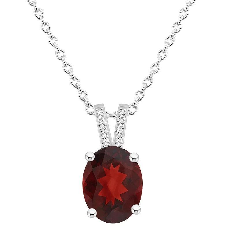 Macys Womens Garnet (3-1/10 ct.t.w.) and Diamond Accent Pendant Necklace in Sterling Silver Product Image