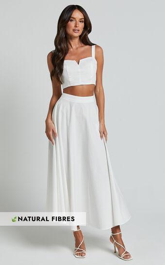 Romana Two Piece Set - Crop Top and Midi Skirt Set in Ivory Product Image