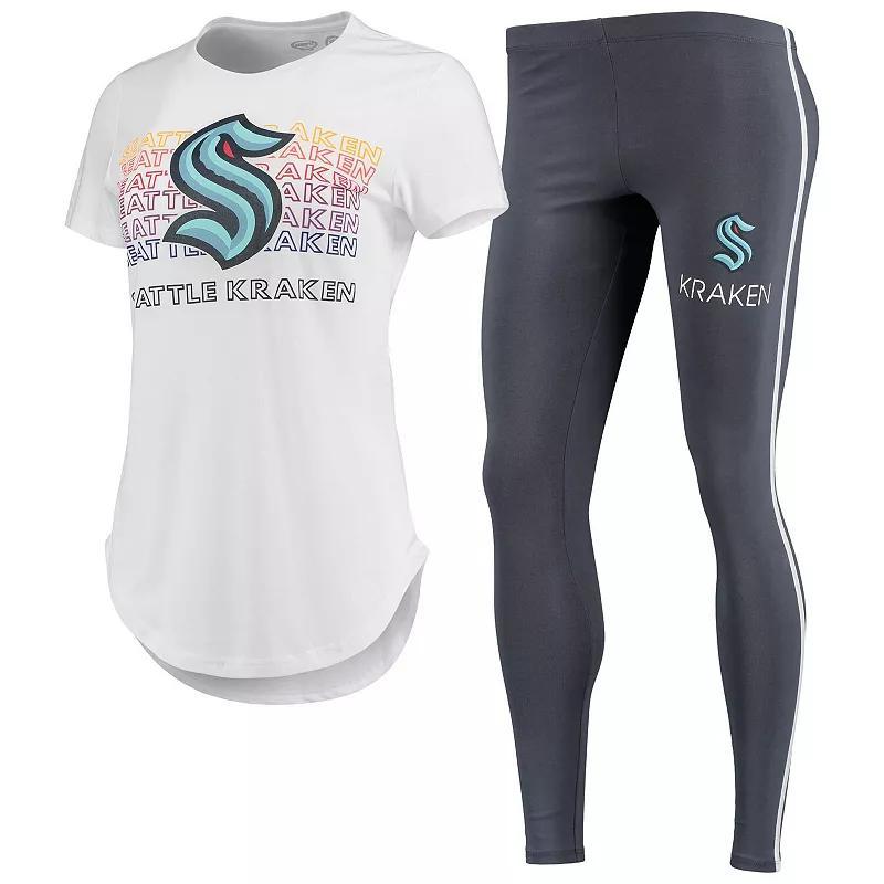 Womens Concepts Sport White/Charcoal Seattle Kraken Sonata T-Shirt & Leggings Set Product Image