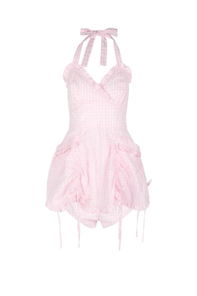 The Pink Gingham Playsuit Set Product Image