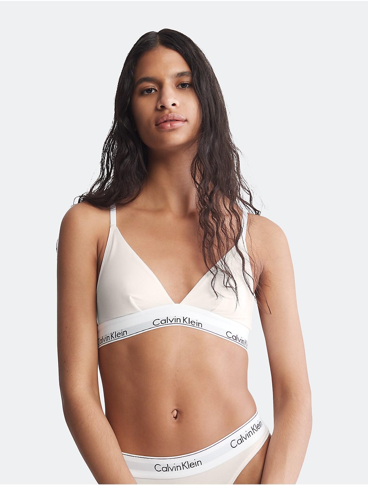 Calvin Klein Womens Modern Cotton Unlined Triangle Bralette - Pink - L Product Image