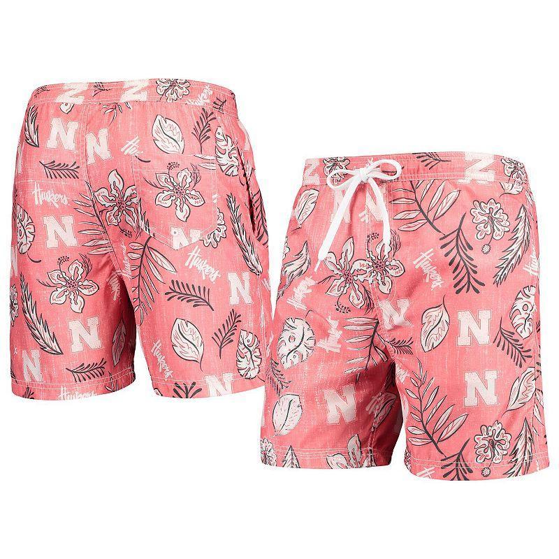 Mens Wes & Willy Scarlet Nebraska Huskers Vintage Floral Swim Trunks Product Image