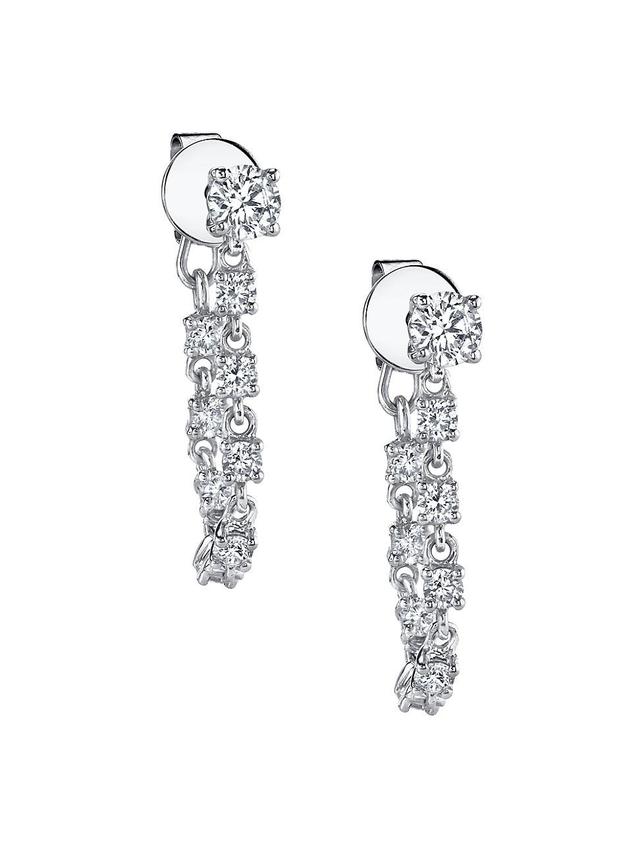 Womens Loops 18K White Gold & 1.07 TCW Diamond Chain Earrings Product Image