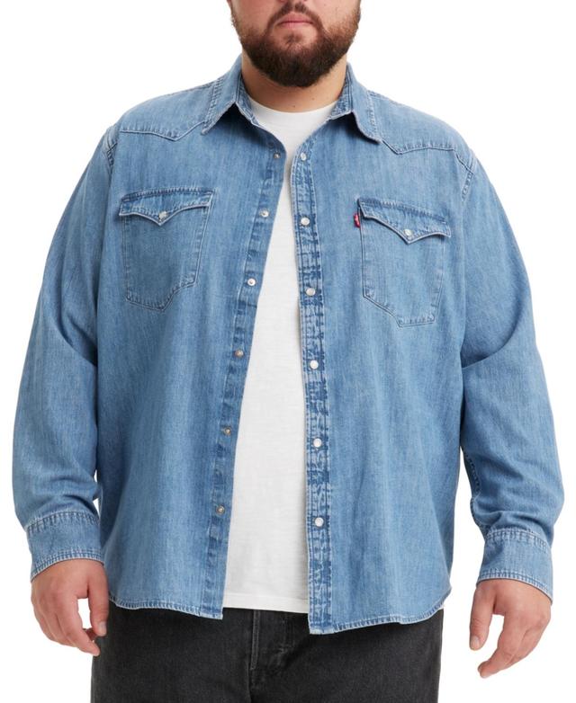 Levis Mens Big & Tall Classic Western Long Sleeve Denim Shirt Product Image