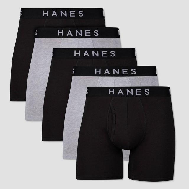 Hanes Premium Mens Boxer Briefs 5pk Gray L Product Image