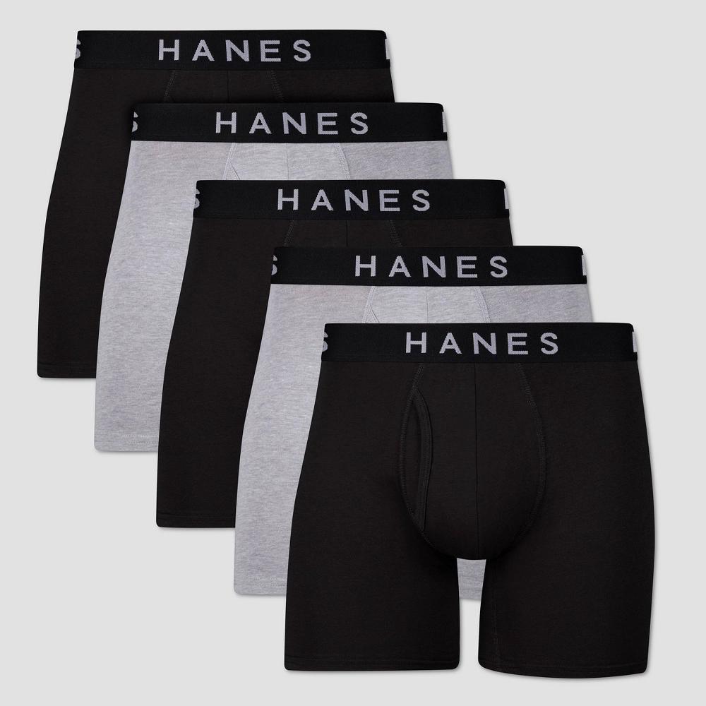 Hanes Premium Mens Boxer Briefs 5pk - Black/Gray S Product Image