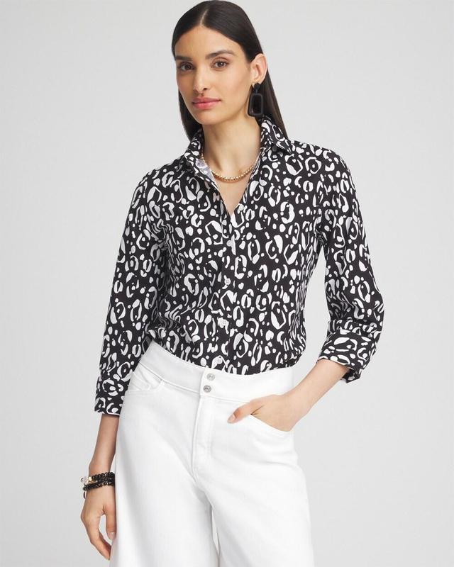 Women's No Iron Stretch Leopard Shirt Product Image