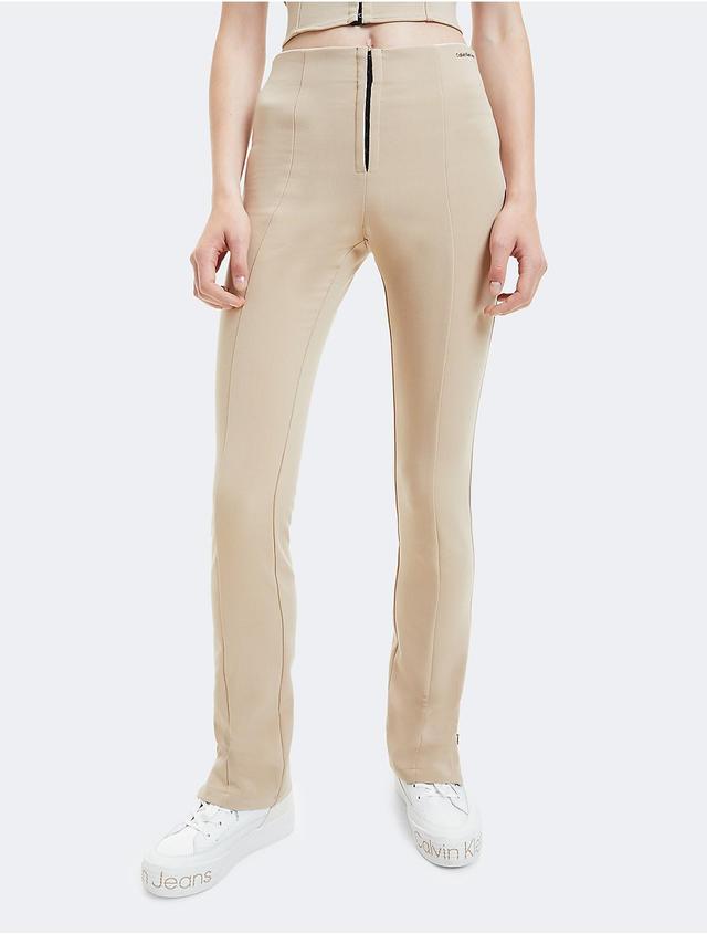 Calvin Klein Women's Slim Fit High Waist Pants - Brown - M Product Image