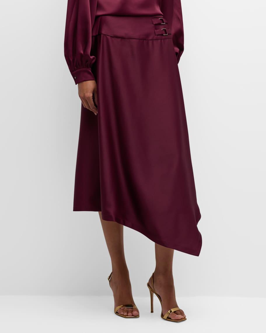 Asymmetric Crepe De Chine Midi Skirt Product Image