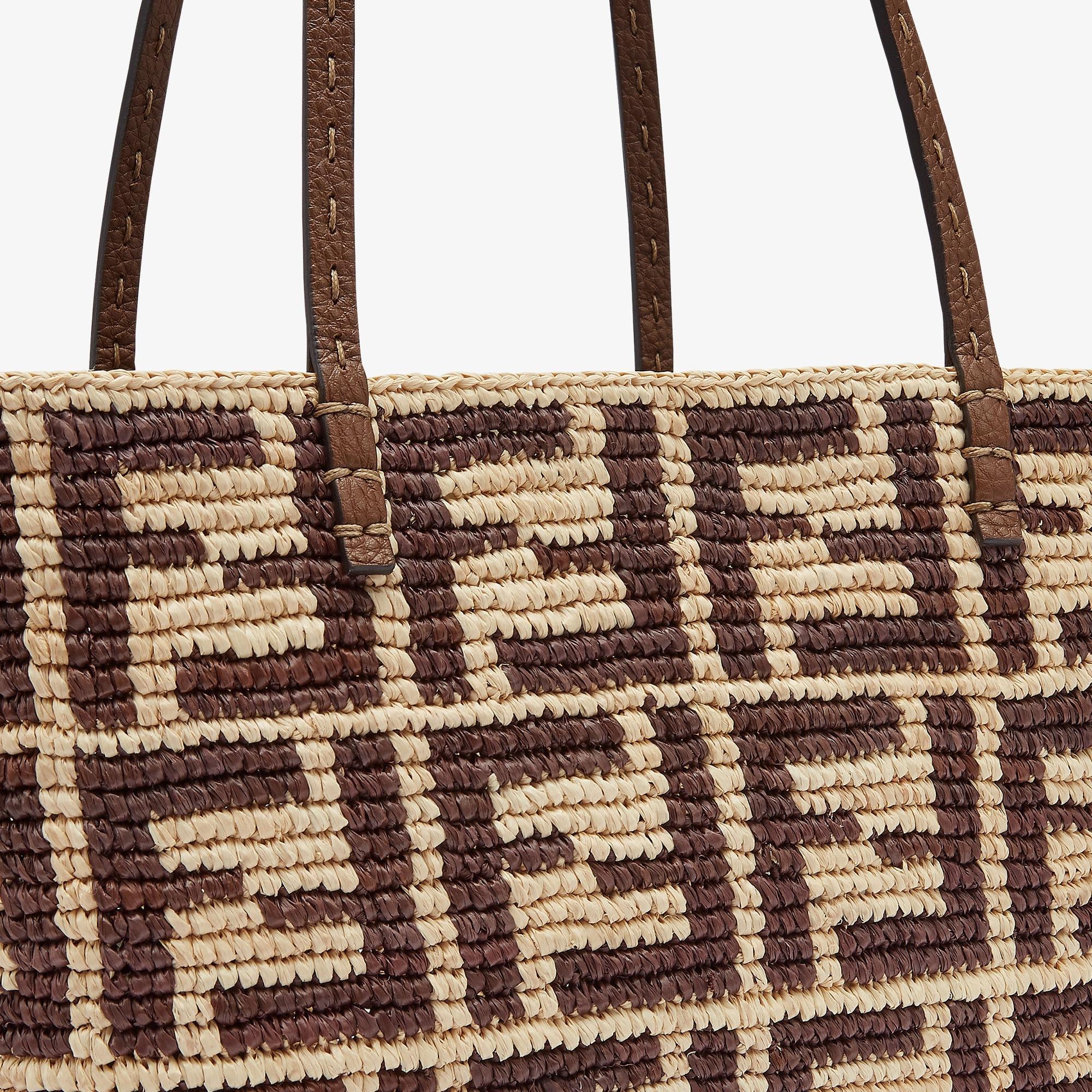 Small RollBrown FF raffia crochet Shopper with POUCH Product Image