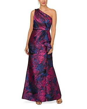 Adrianna Papell One-Shoulder Jacquard Gown Product Image