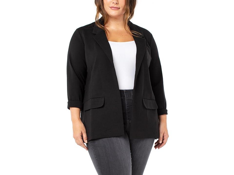 Liverpool Los Angeles Plus Size Stretch Ponte Notch Lapel 34 Sleeve Boyfriend Blazer Product Image