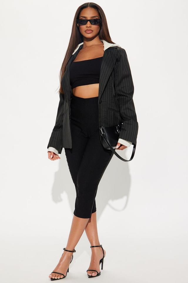 Office Mood Pinstripe Blazer - Black Product Image