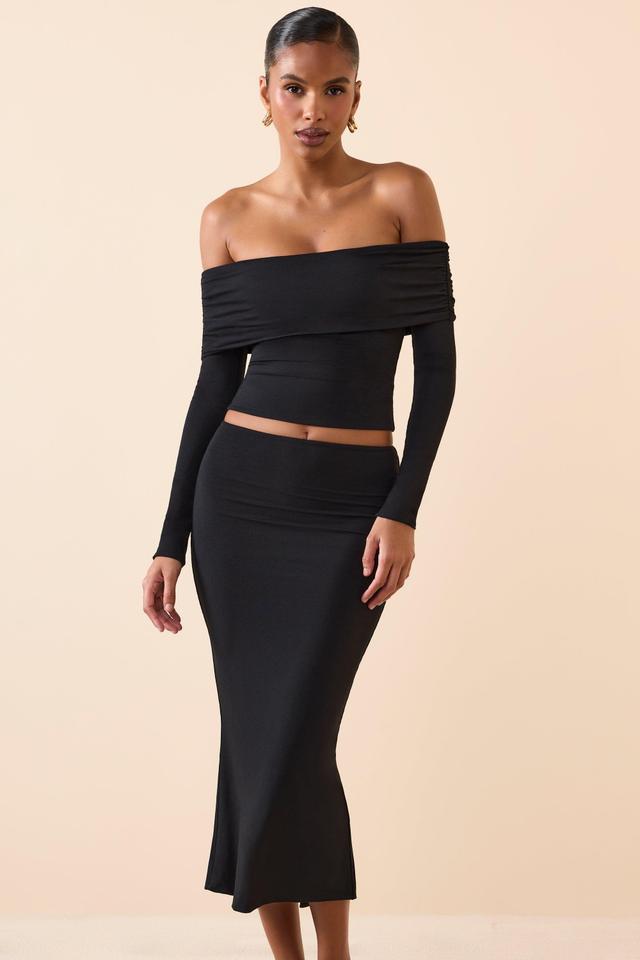 Modal Mid-Rise Midaxi Skirt in Black Product Image