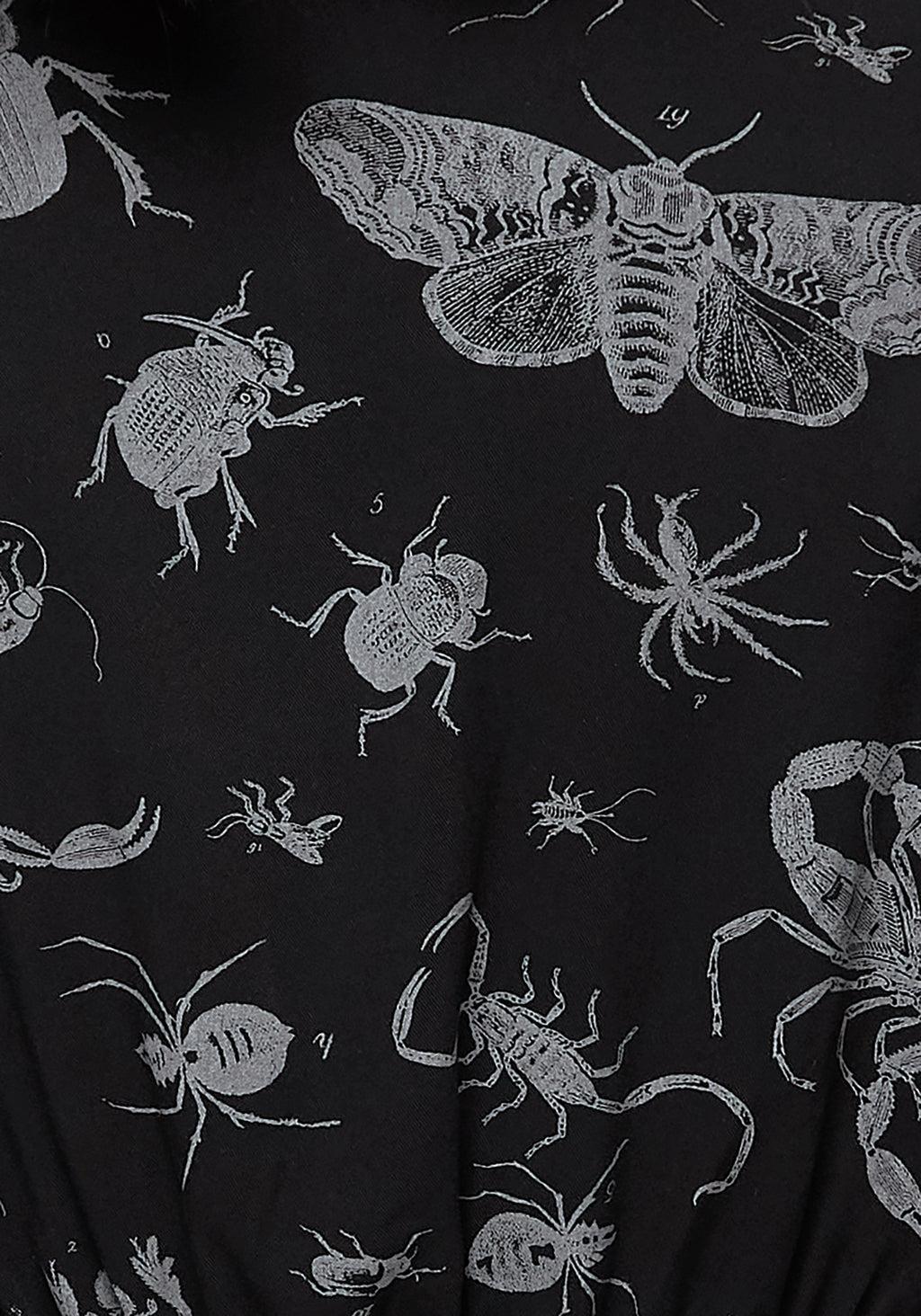 Parasite Bugs Short Sleeve Crop Shirt - Black Product Image