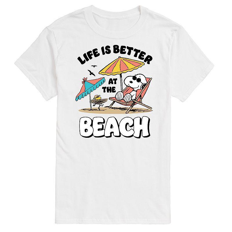 Big & Tall Peanuts Snoopy Lifes Better At The Beach Graphic Tee, Mens White Product Image