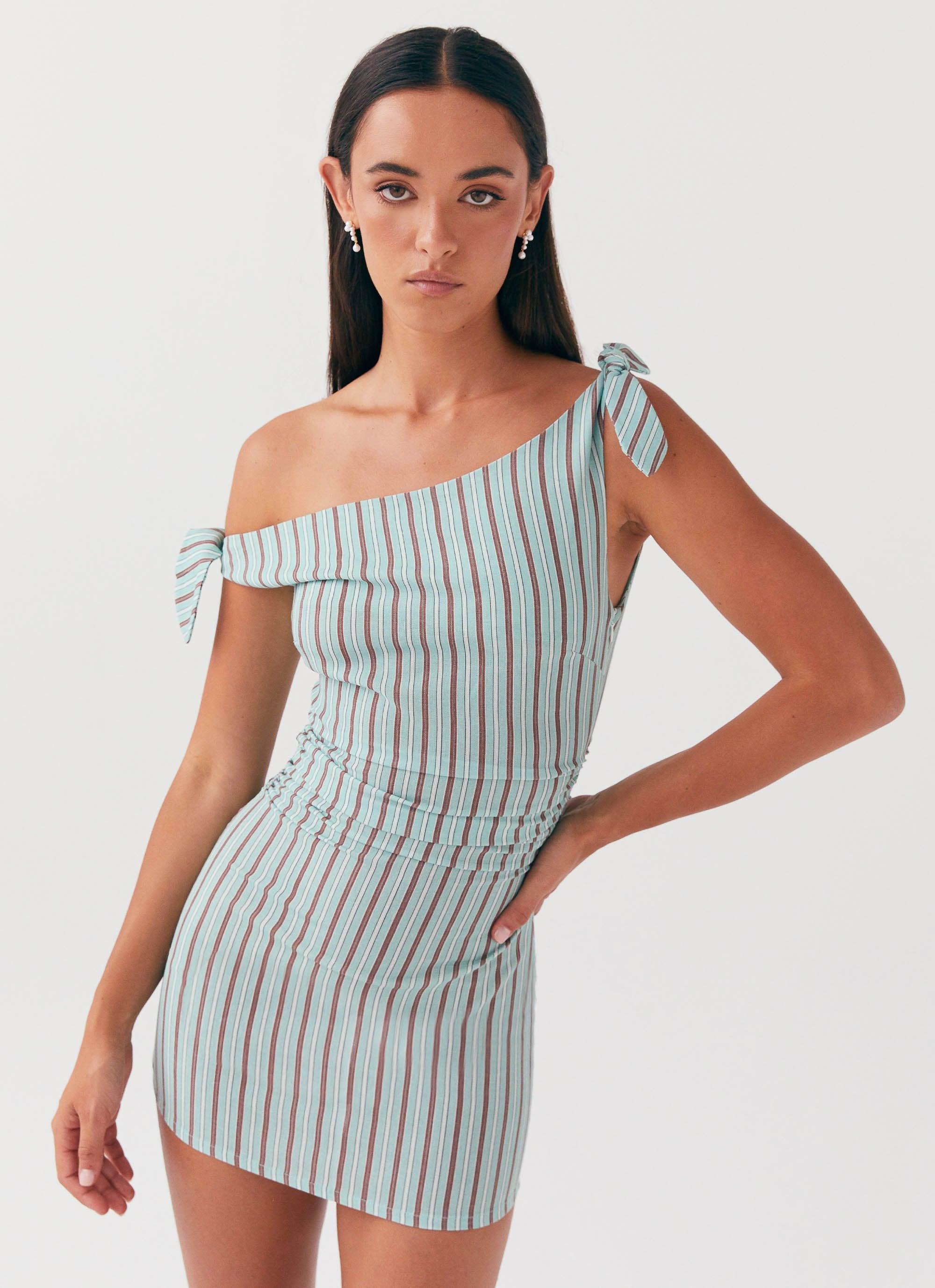 Amazonia Linen Mini Dress - Coastal Stripe Product Image