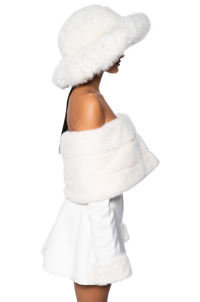 APRES SKI OFF SHOULDER FAUX FUR MINI DRESS Product Image