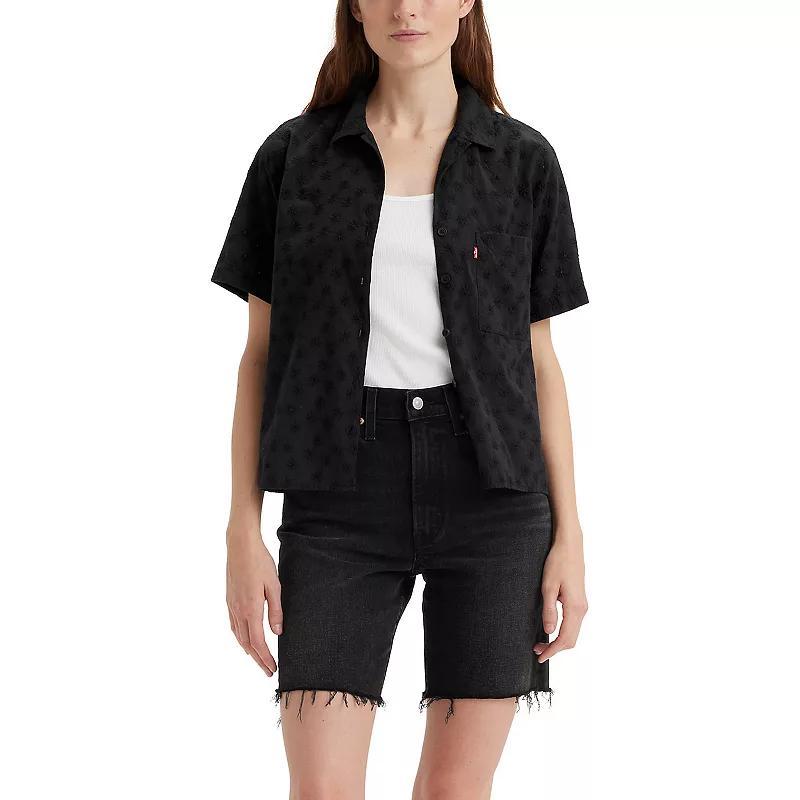 Womens Levis Joyce Resort Short Sleeve Button Front Shirt Black Product Image