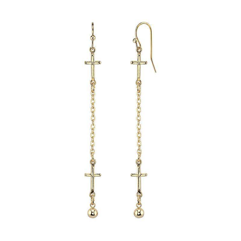 1928 Cross Linear Drop Earrings, Womens, Yellow Product Image