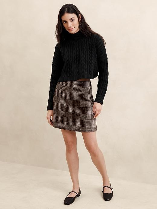 Cropped Cable Turtleneck Sweater Product Image