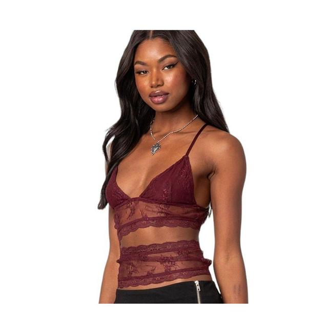 EDIKTED Spice Cutout Sheer Lace Camisole Product Image