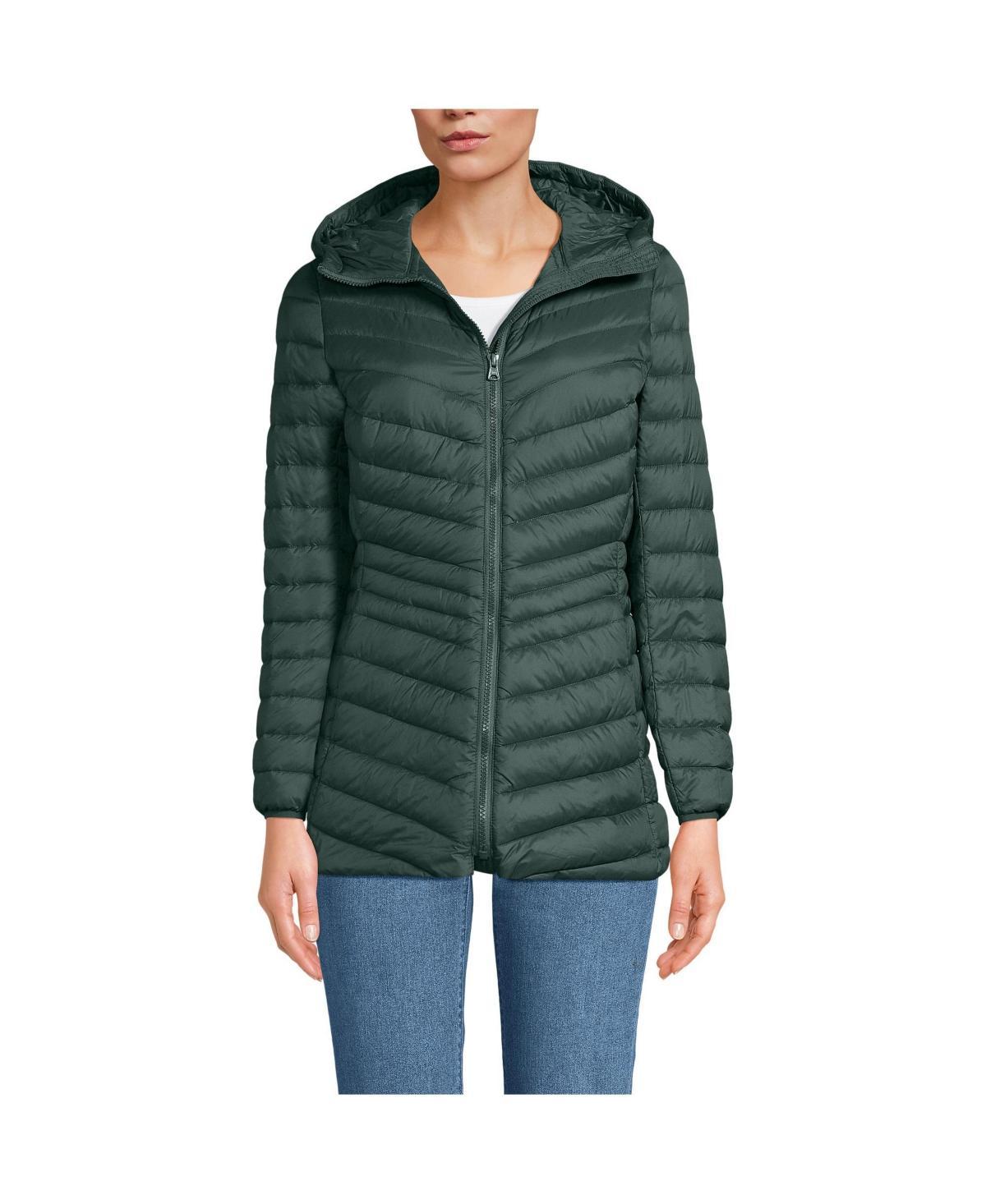 Womens Lands End Hooded Down Wanderweight Ultralight Packable Jacket Product Image