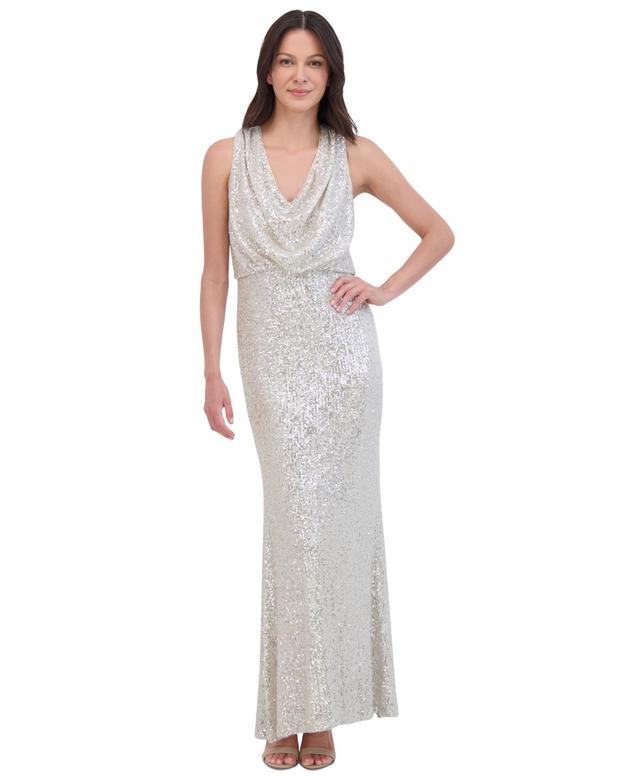 Eliza J Womens Sequined Cowlneck Gown Product Image