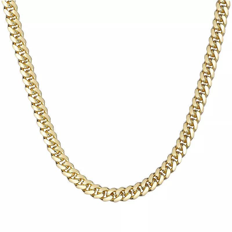 Mens LYNX 14k Gold Over Silver 8.6mm Miami Cuban Chain Necklace Gold Tone Product Image