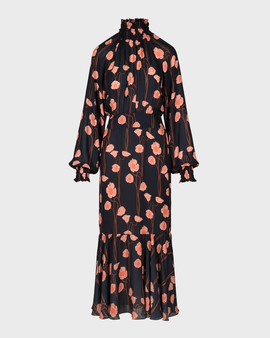 Sublime Floral-Print Long-Sleeve Ankle Dress Product Image