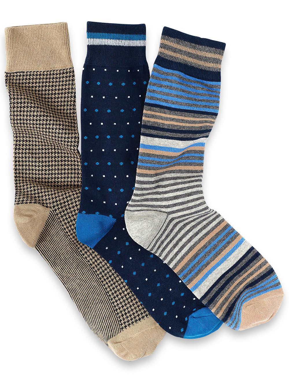 3 Pack Cotton Blend Sock - Blue Multi Product Image