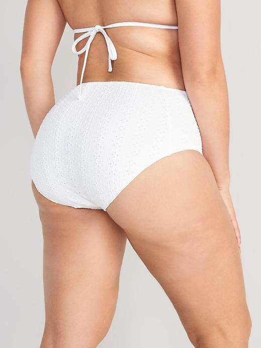 High-Waisted Eyelet Bikini Swim Bottoms Product Image