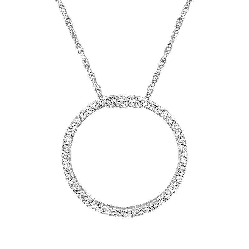 Jewelexcess Sterling Silver 1/4 Carat T.W. Diamond Circle Pendant Necklace, Womens Product Image