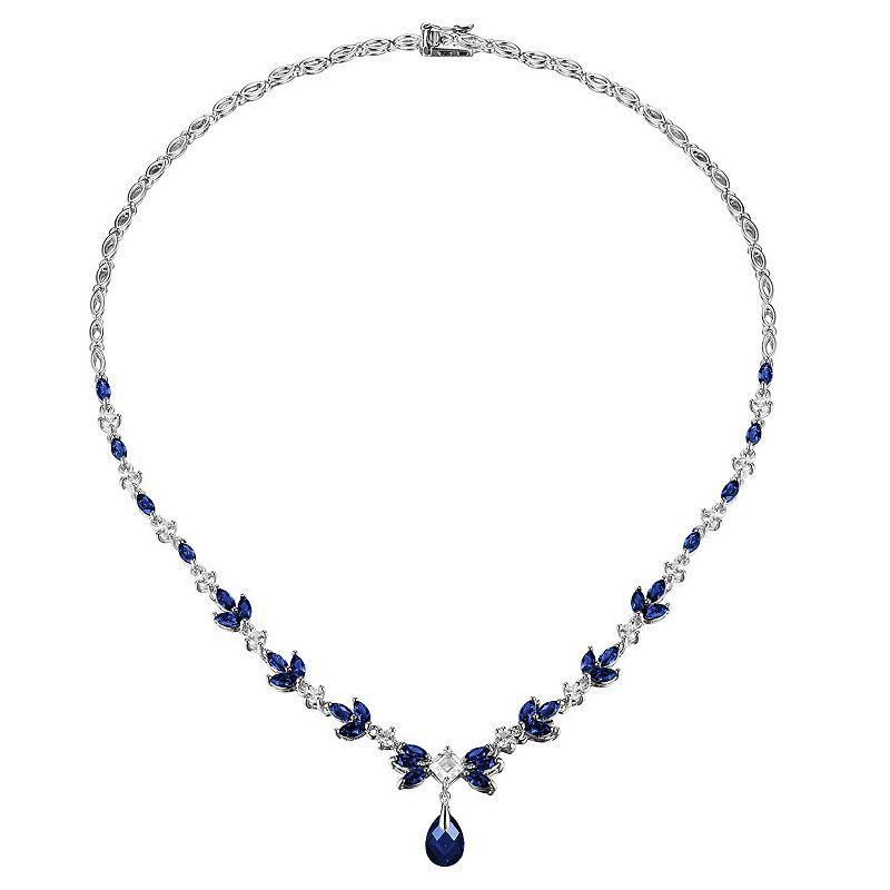 Sterling Silver Lab-Created Blue & White Sapphire Necklace, Womens Product Image