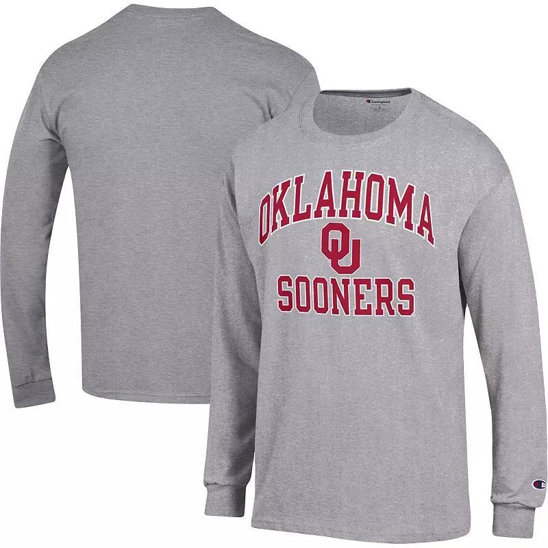 Mens Champion Heather Gray Oklahoma Sooners High Motor Long Sleeve T-Shirt Product Image