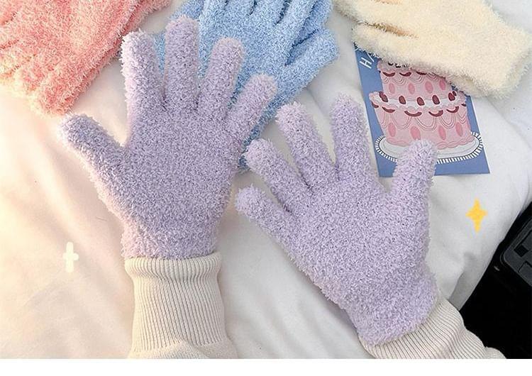 Plain Coral Fleece Gloves Product Image